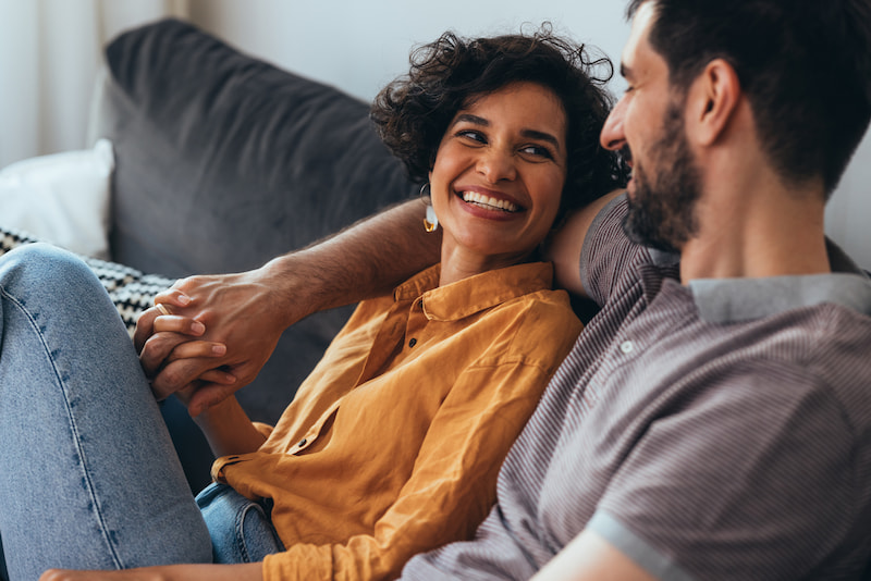 Couple relaxing at home